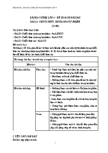 Kế hoạch bài dạy STEM Lớp 4 - Bài 14: Chuỗi thức ăn trong tự nhiên