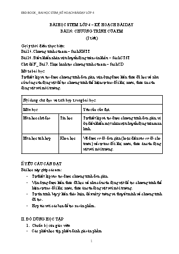 Kế hoạch bài dạy STEM Lớp 4 - Bài 16: Chương trình của em