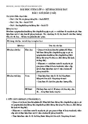 Kế hoạch bài dạy STEM Lớp 4 - Bài 2: Gió, bão