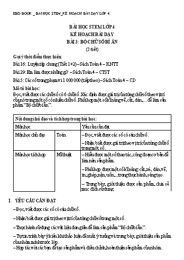 Kế hoạch bài dạy STEM Lớp 4 - Bài 3: Bộ chữ số bí ấn