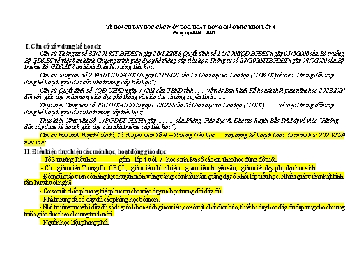Kế hoạch môn học STEM Công nghệ Lớp 4 (Sách Cánh diều) - Năm học 2023-2024