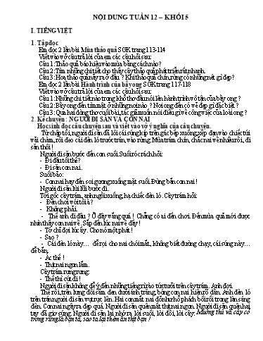 Nội dung ôn tập các môn Lớp 5 - Tuần 12 - Năm học 2021-2022 - Trường Tiểu học Tân Thành A