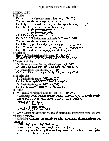 Nội dung ôn tập các môn Lớp 5 - Tuần 13 - Năm học 2021-2022 - Trường Tiểu học Tân Thành A