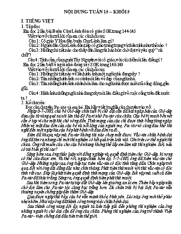 Nội dung ôn tập các môn Lớp 5 - Tuần 15 - Năm học 2021-2022 - Trường Tiểu học Tân Thành A