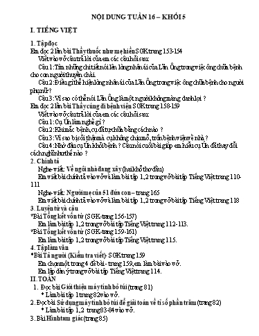 Nội dung ôn tập các môn Lớp 5 - Tuần 16 - Năm học 2021-2022 - Trường Tiểu học Tân Thành A