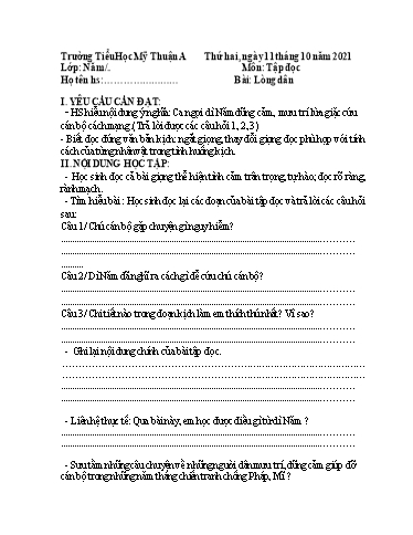 Nội dung ôn tập môn Toán, Tiếng Việt Lớp 5 - Tuần 3 - Năm học 2021-2022 - Trường Tiểu học Mỹ Thuận A