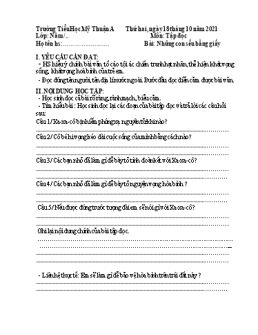 Nội dung ôn tập môn Toán, Tiếng Việt Lớp 5 - Tuần 4 - Năm học 2021-2022 - Trường Tiểu học Mỹ Thuận A