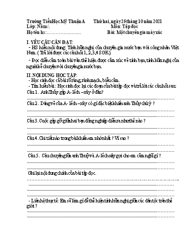 Nội dung ôn tập môn Toán, Tiếng Việt Lớp 5 - Tuần 5 - Năm học 2021-2022 - Trường Tiểu học Mỹ Thuận A