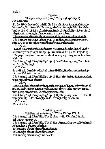 Ôn tập Tiếng Việt Lớp 5 - Tuần 1