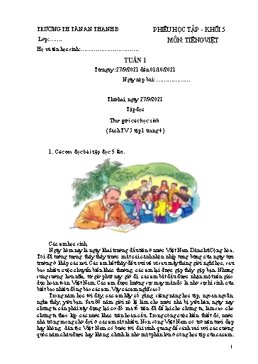 Phiếu học tập môn Tiếng Việt Lớp 5 - Tuần 1 - Năm học 2021-2022 - Trần Trung Nguyên