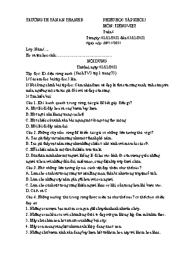 Phiếu học tập môn Tiếng Việt Lớp 5 - Tuần 6 - Năm học 2021-2022 - Trường Tiểu học Tân An Thạnh B